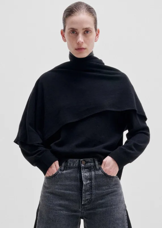 Darkpark Addison Wool Knit Scarf Top - Black made by DARKPARK