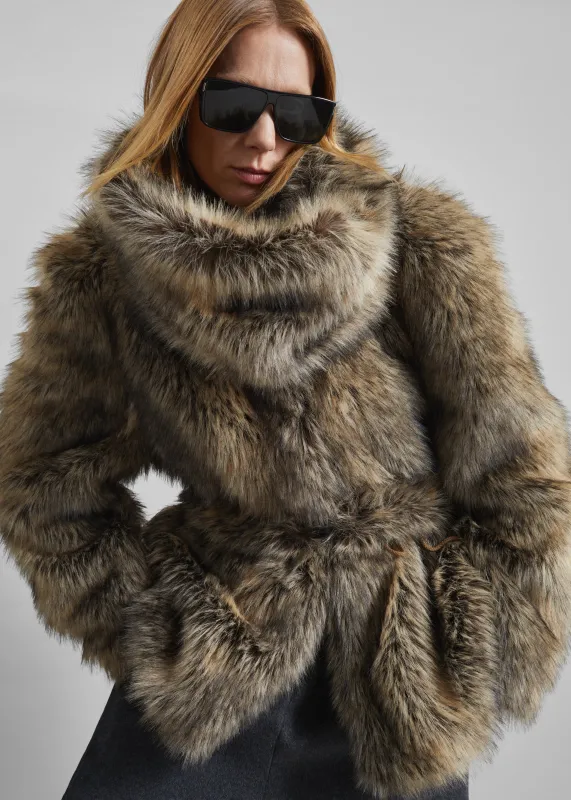Ginevra Faux Fur Snood - Beige Melange made by Frankie Shop