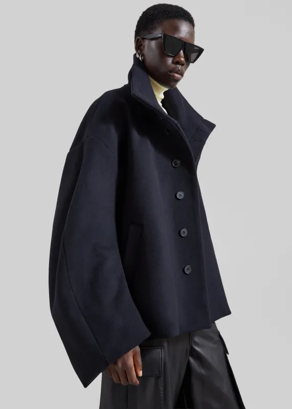 Onna Wool Short Coat - Navy made by Frankie Shop