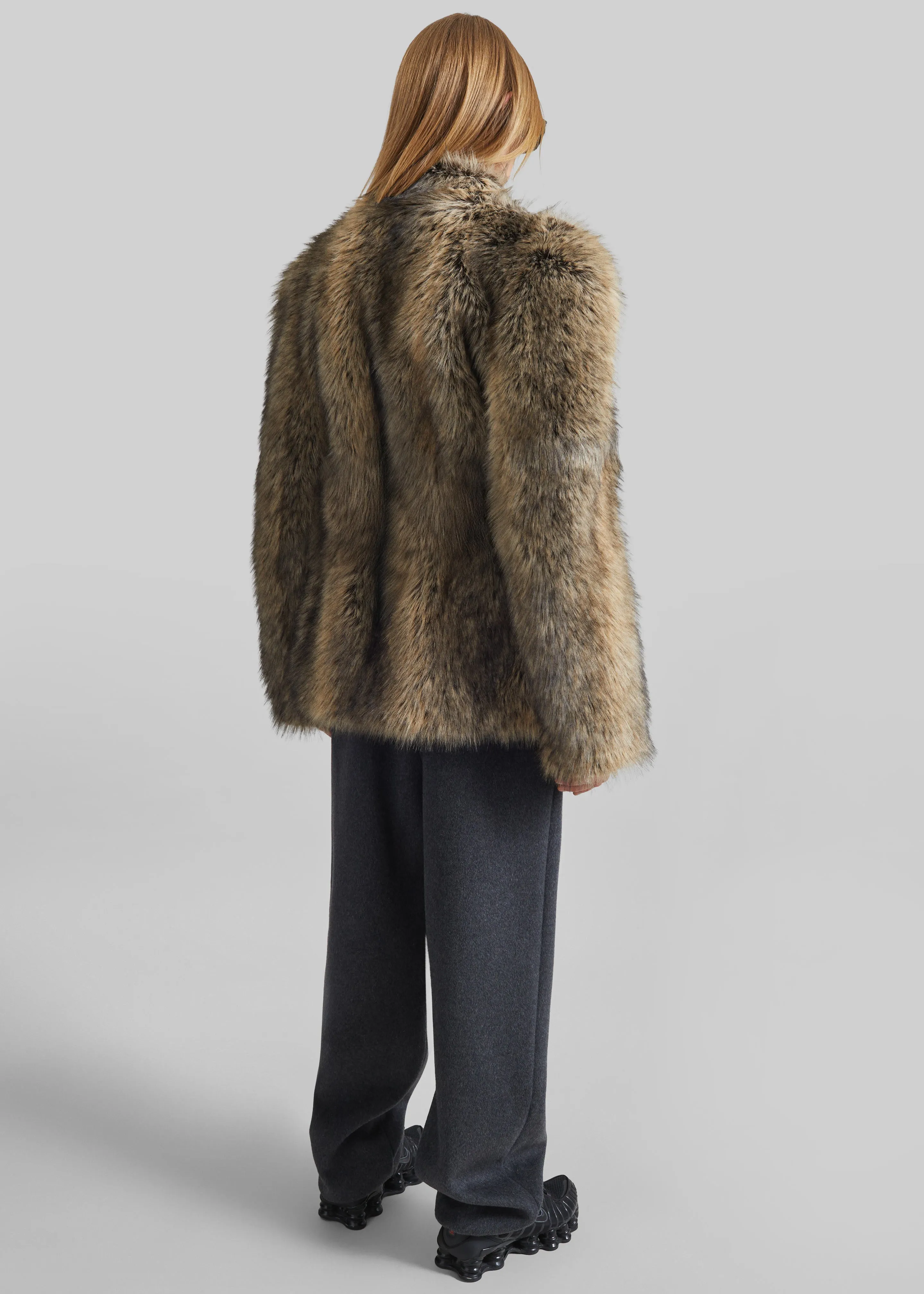 Denia Faux Fur Cinched Jacket - Beige Melange sold by Frankie Shop product image thumbnail 5
