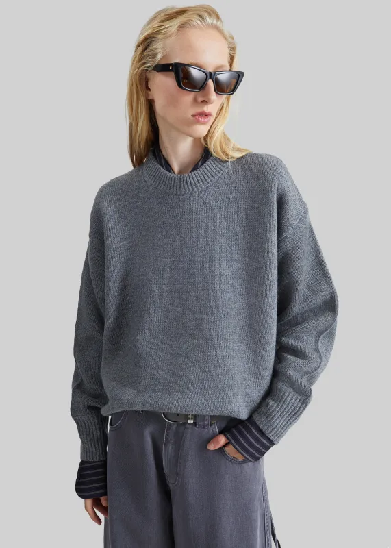 Loulou de Saison Tristan Lds Crewneck Sweater - Anthracite Melange made by Loulou De Saison