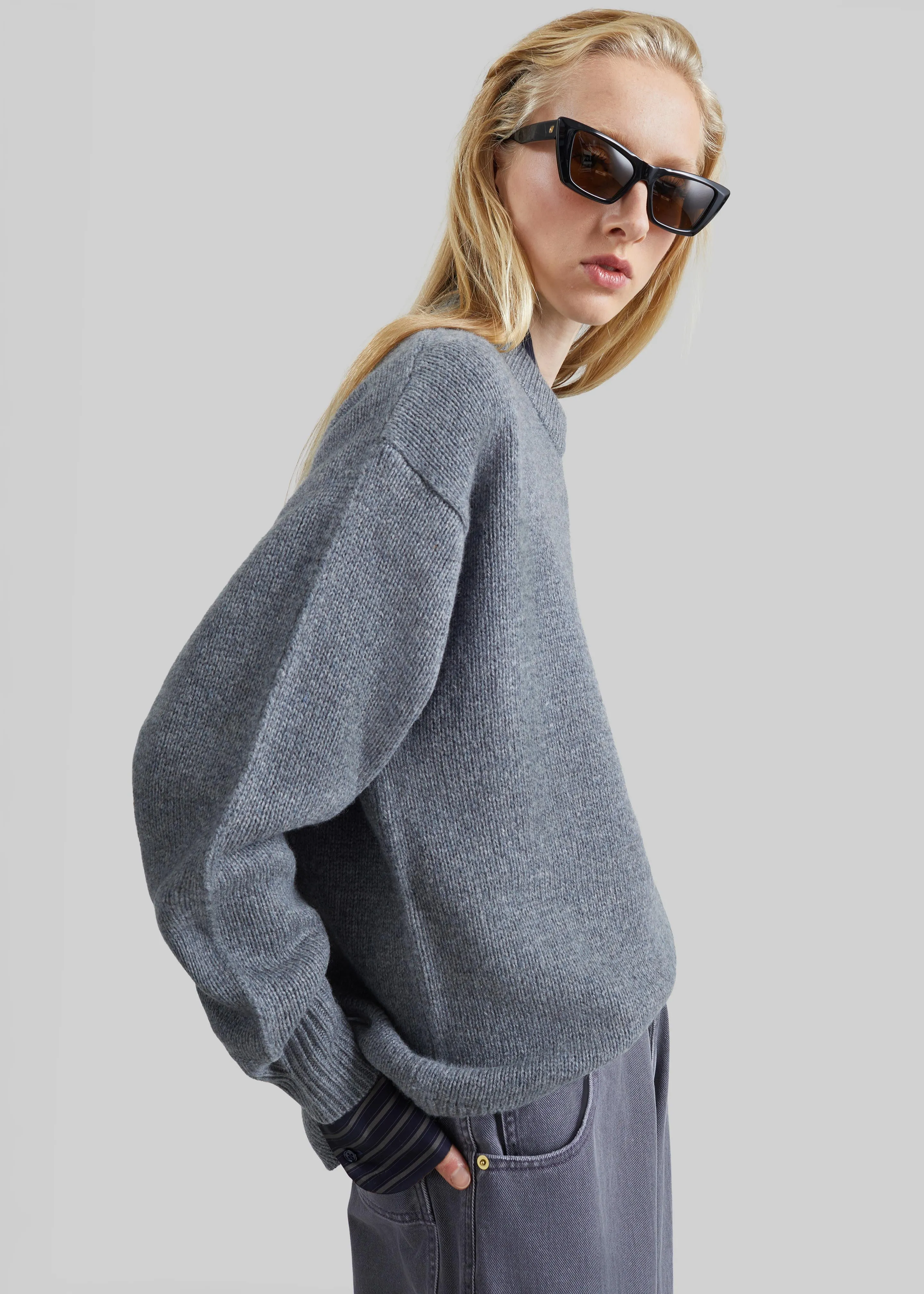 Loulou de Saison Tristan Lds Crewneck Sweater - Anthracite Melange sold by Frankie Shop product image thumbnail 4