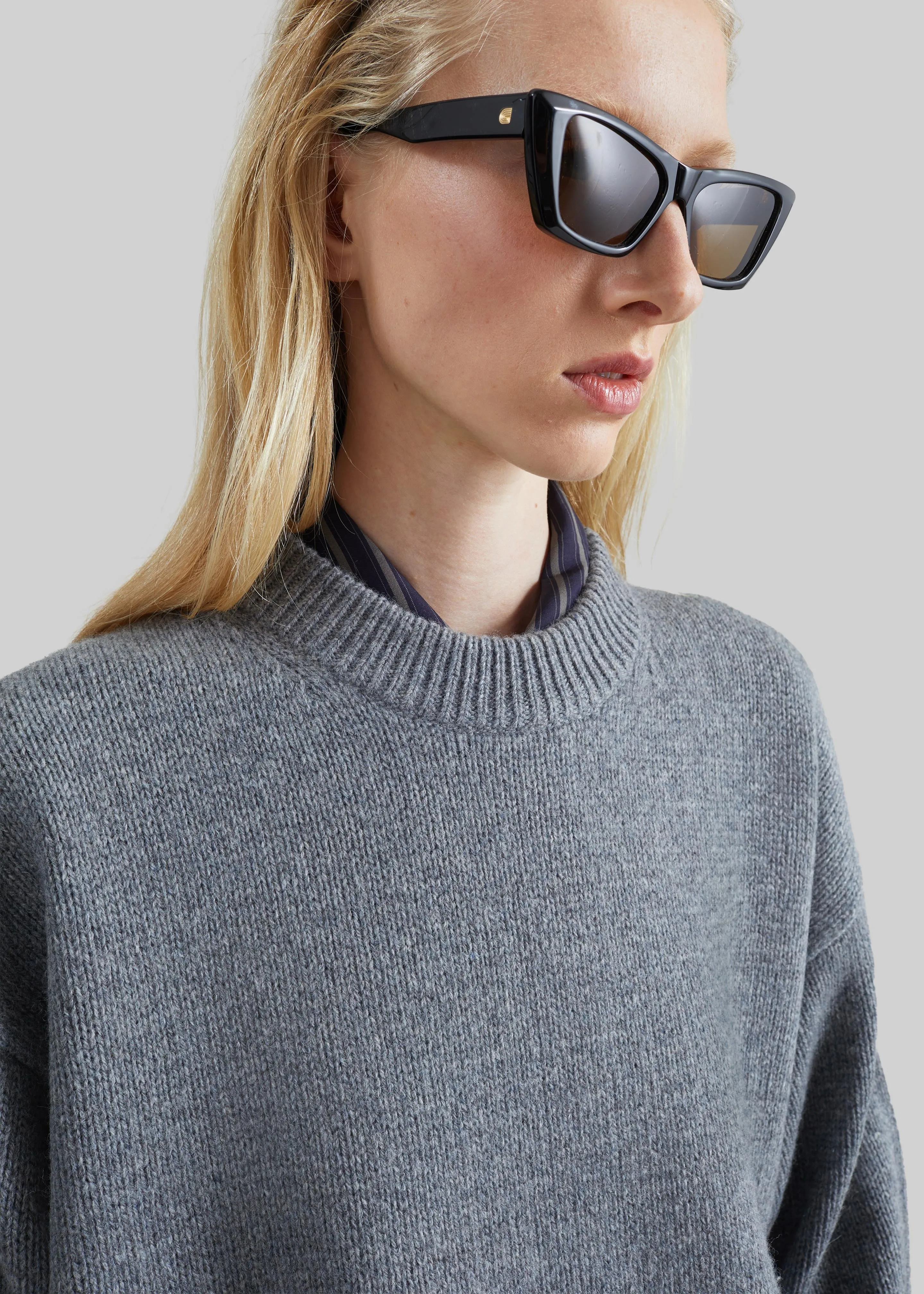 Loulou de Saison Tristan Lds Crewneck Sweater - Anthracite Melange sold by Frankie Shop product image thumbnail 2