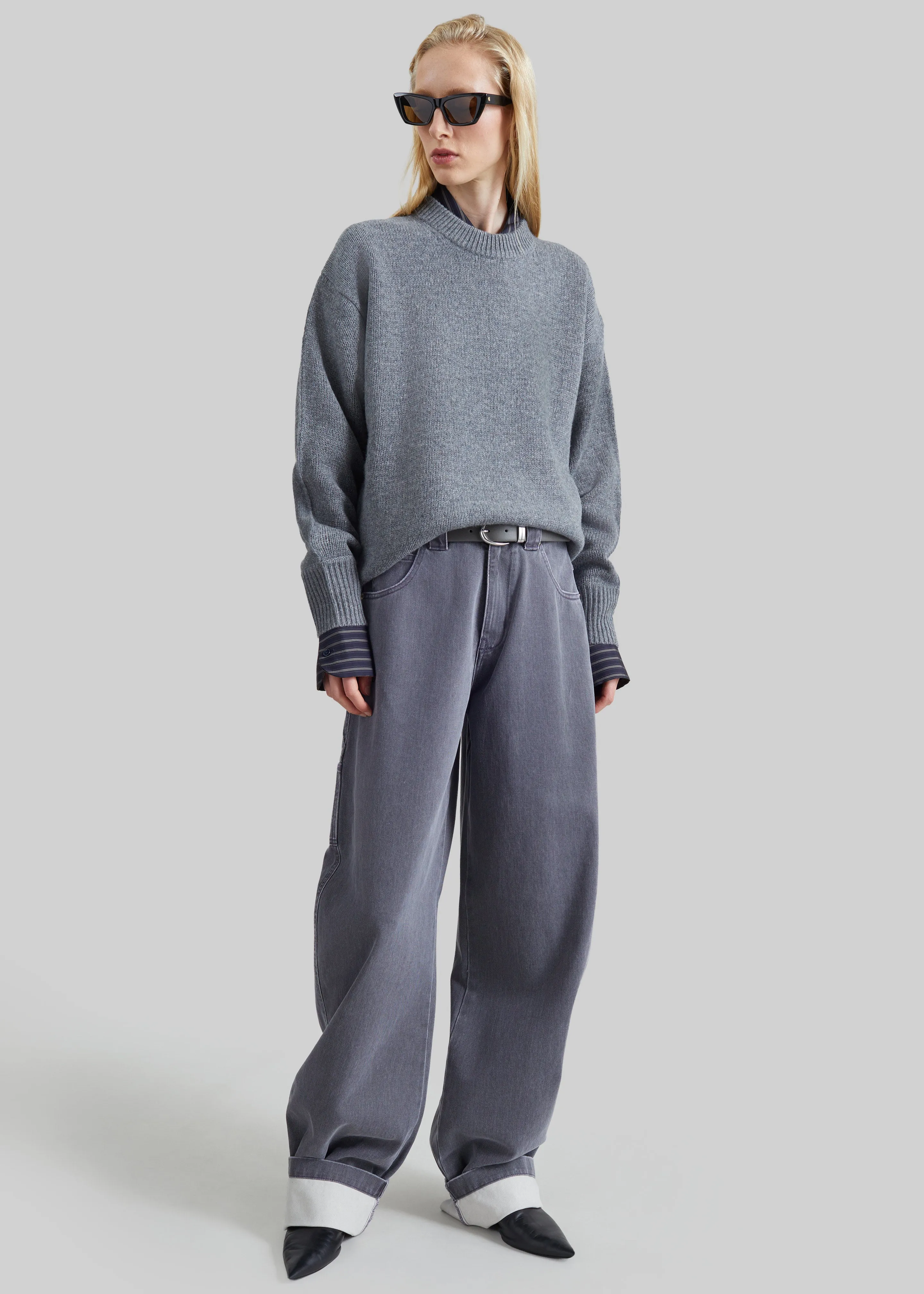 Loulou de Saison Tristan Lds Crewneck Sweater - Anthracite Melange sold by Frankie Shop product image thumbnail 3