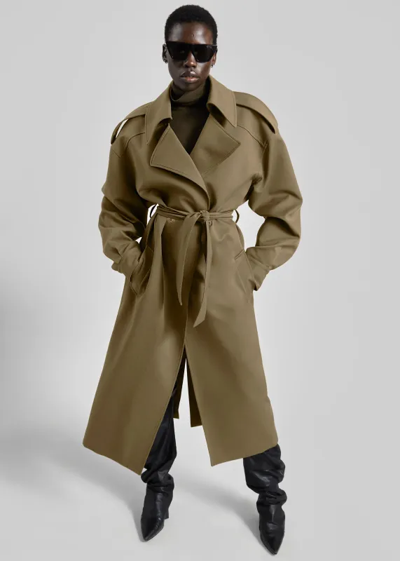 Esben Cotton Trench Coat - Olive made by Frankie Shop