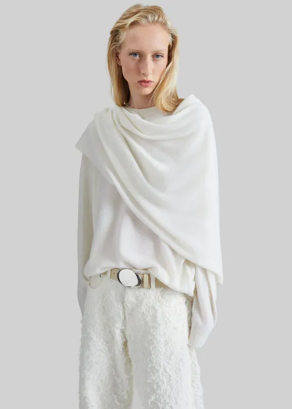 Darkpark Addison Wool Knit Scarf Top - White made by DARKPARK
