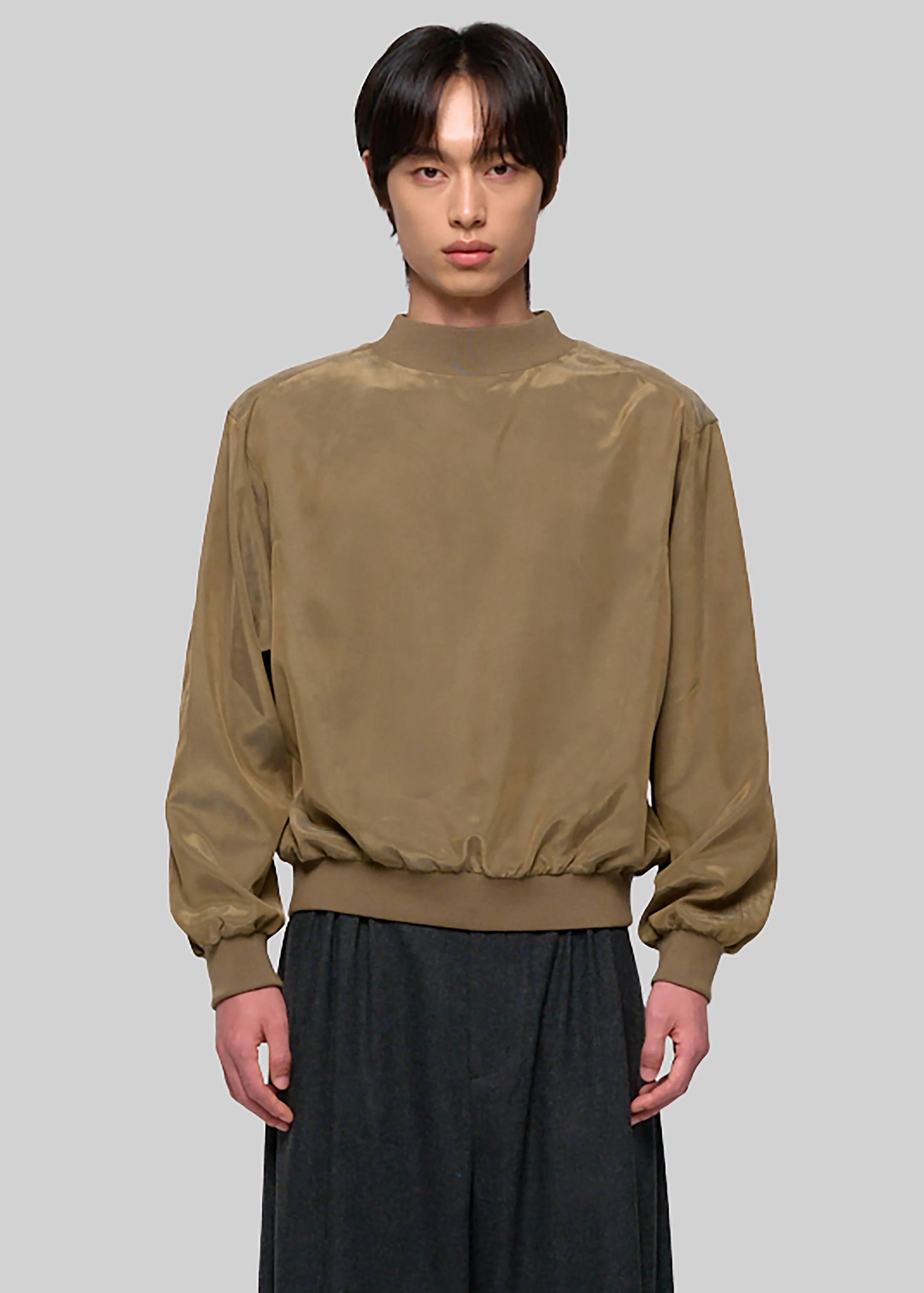Amomento Cupro Ribbed Pullover - Khaki sold by Frankie Shop