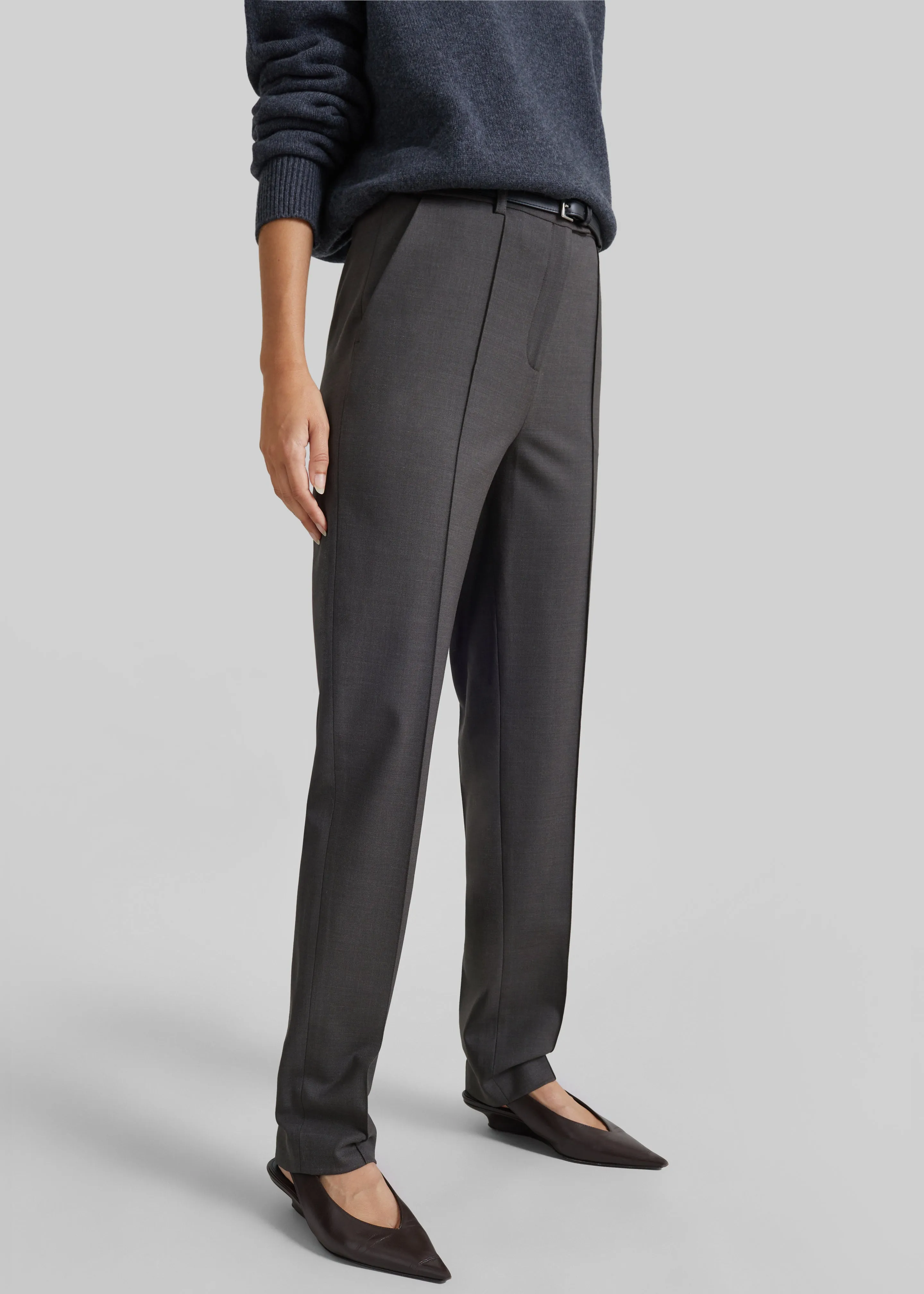 Loulou de Saison Malka Lds Fitted Leg Trousers - Brown Melange sold by Frankie Shop product image thumbnail 3