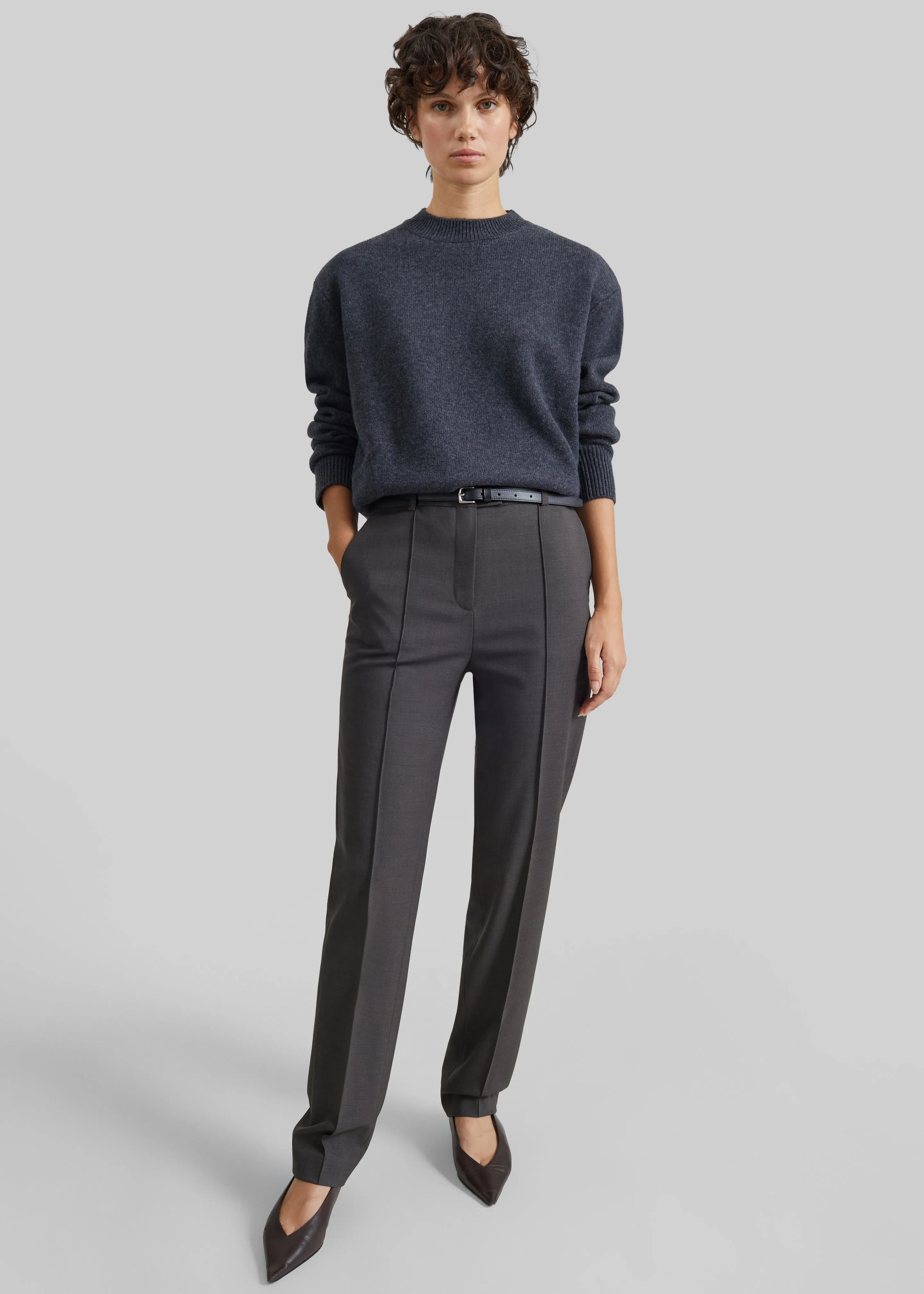 Loulou de Saison Malka Lds Fitted Leg Trousers - Brown Melange sold by Frankie Shop product image thumbnail 5
