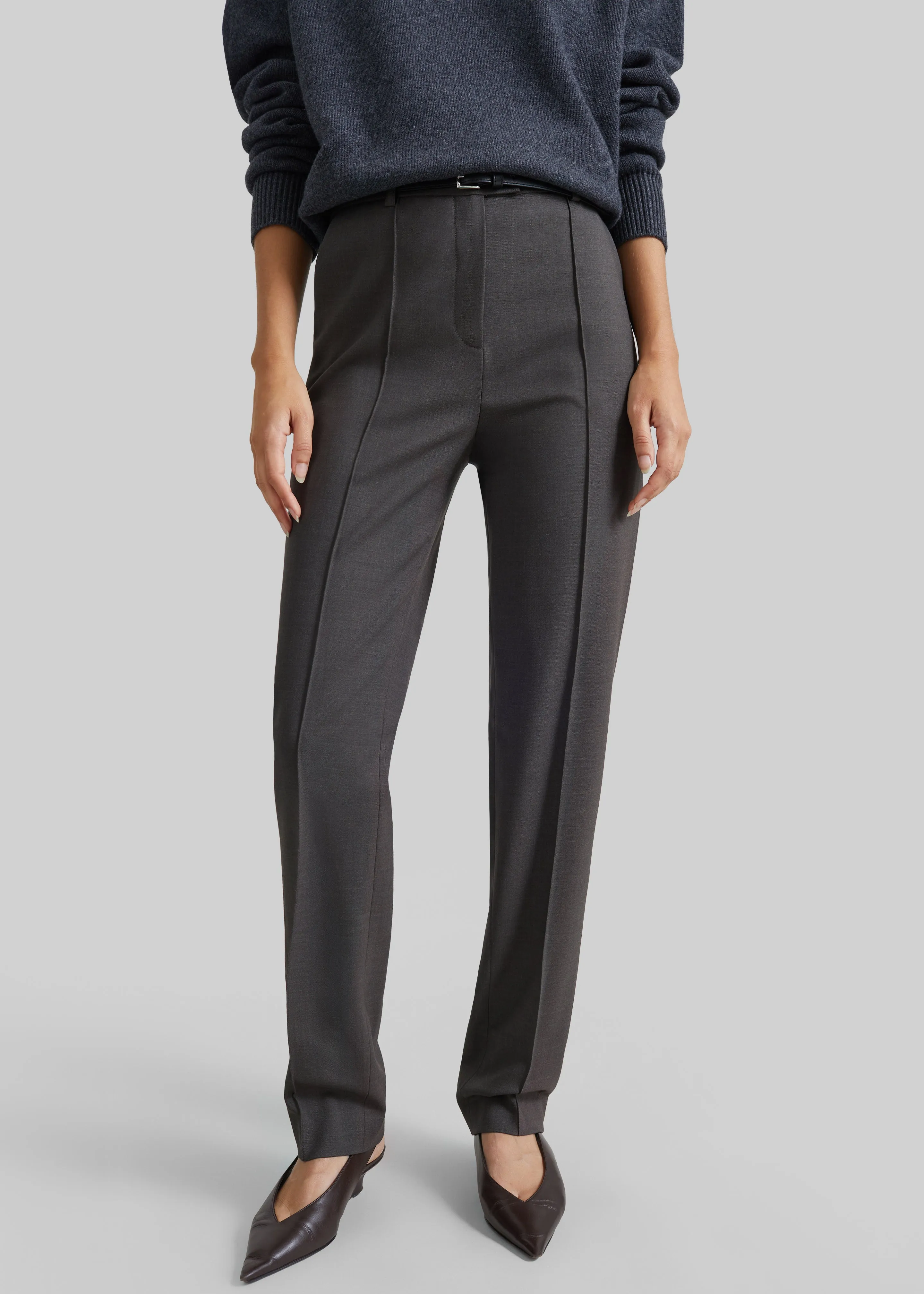 Loulou de Saison Malka Lds Fitted Leg Trousers - Brown Melange sold by Frankie Shop product image thumbnail 2