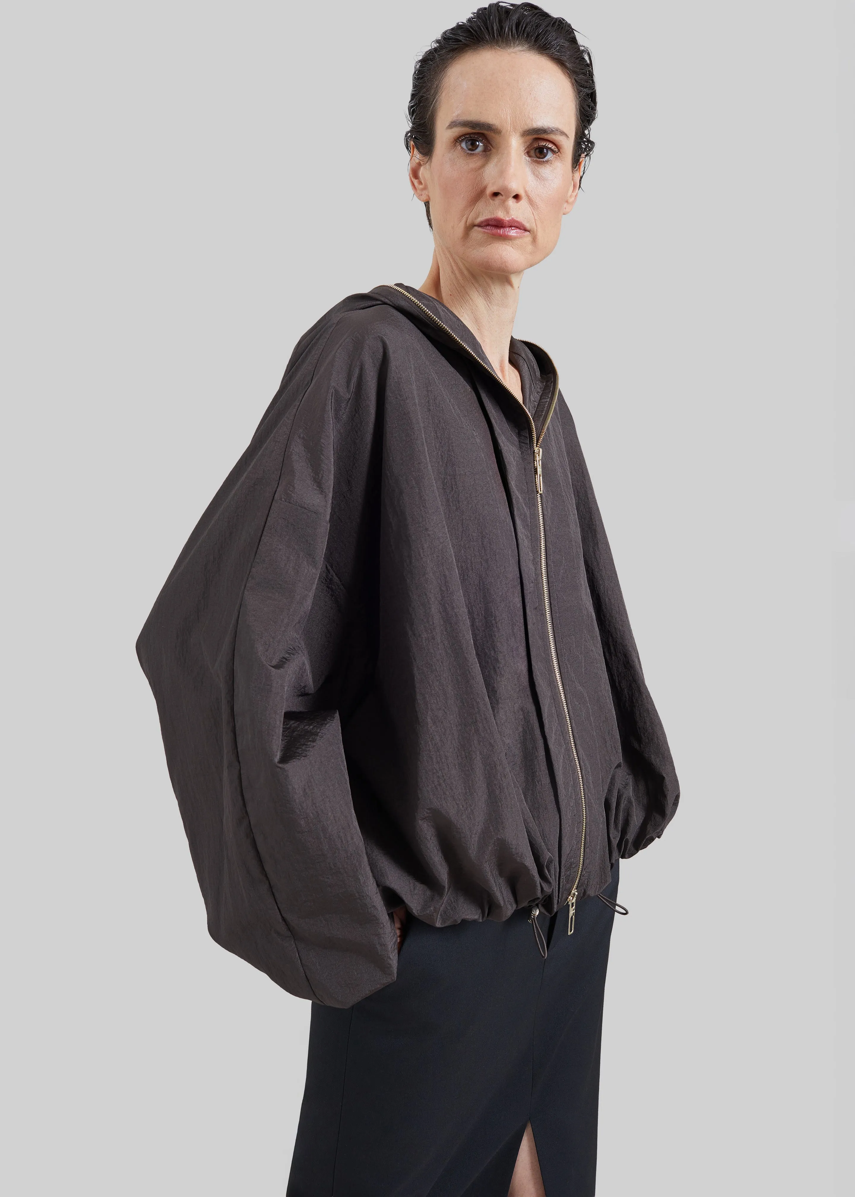Sportmax Ronchi Short Crinkled Raincoat - Dark Brown sold by Frankie Shop product image thumbnail 3
