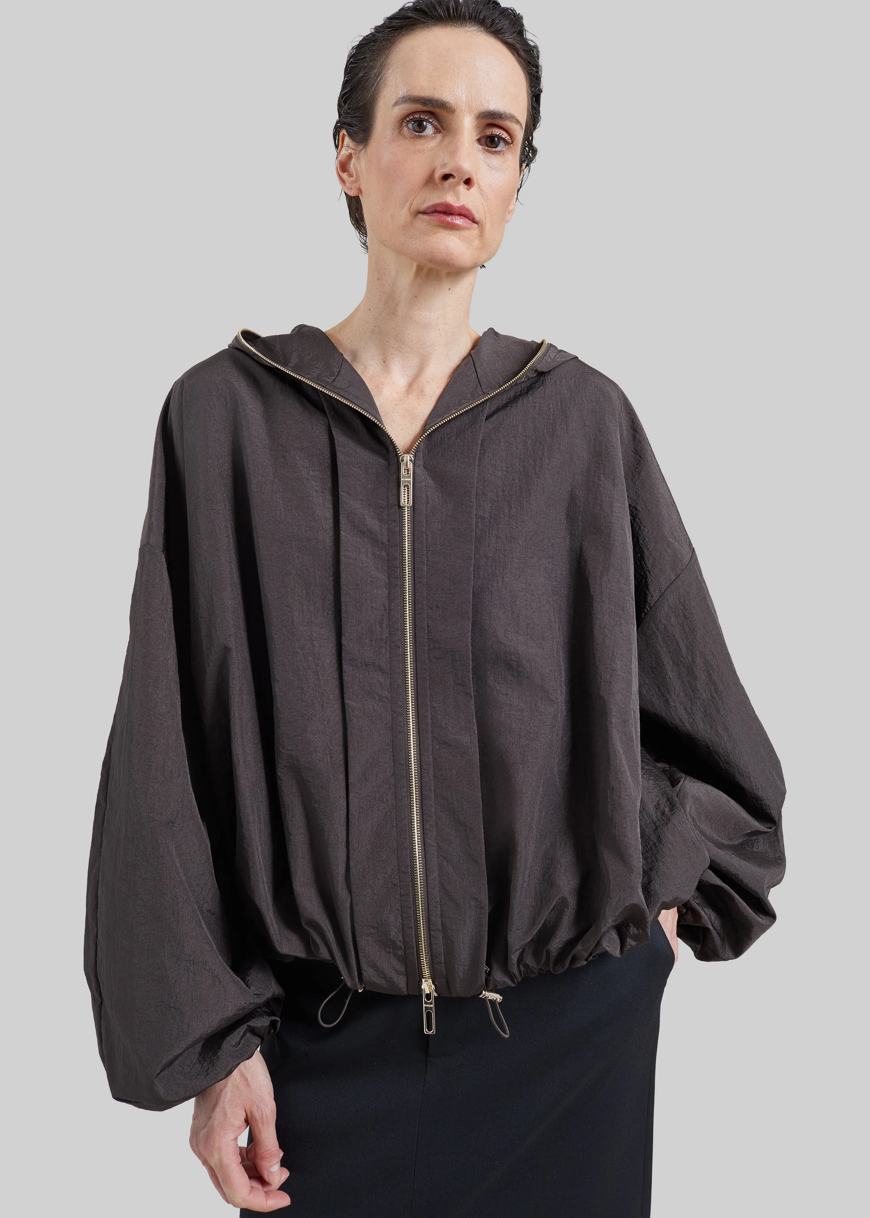Sportmax Ronchi Short Crinkled Raincoat - Dark Brown sold by Frankie Shop product image thumbnail 4
