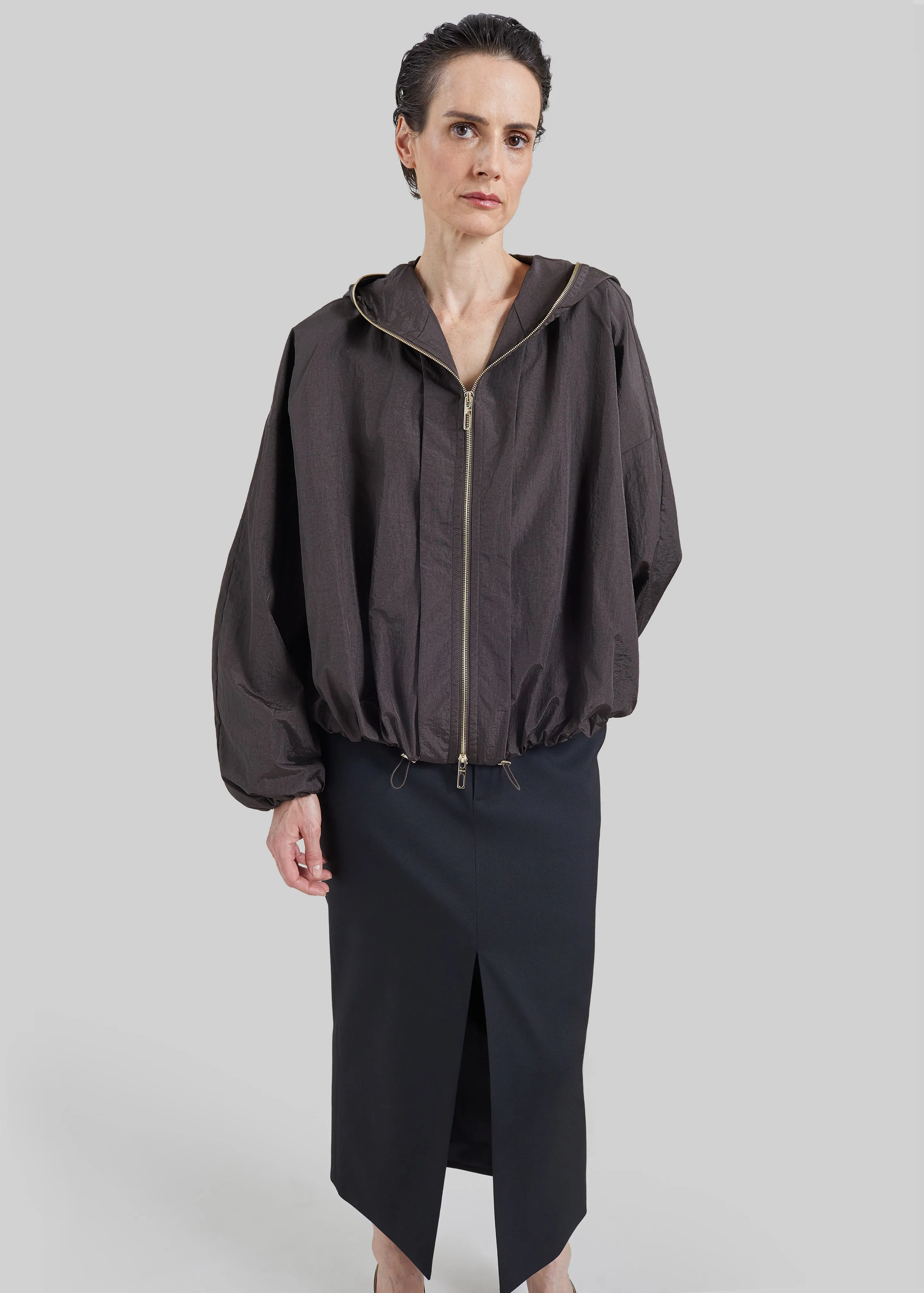 Sportmax Ronchi Short Crinkled Raincoat - Dark Brown sold by Frankie Shop product image thumbnail 5