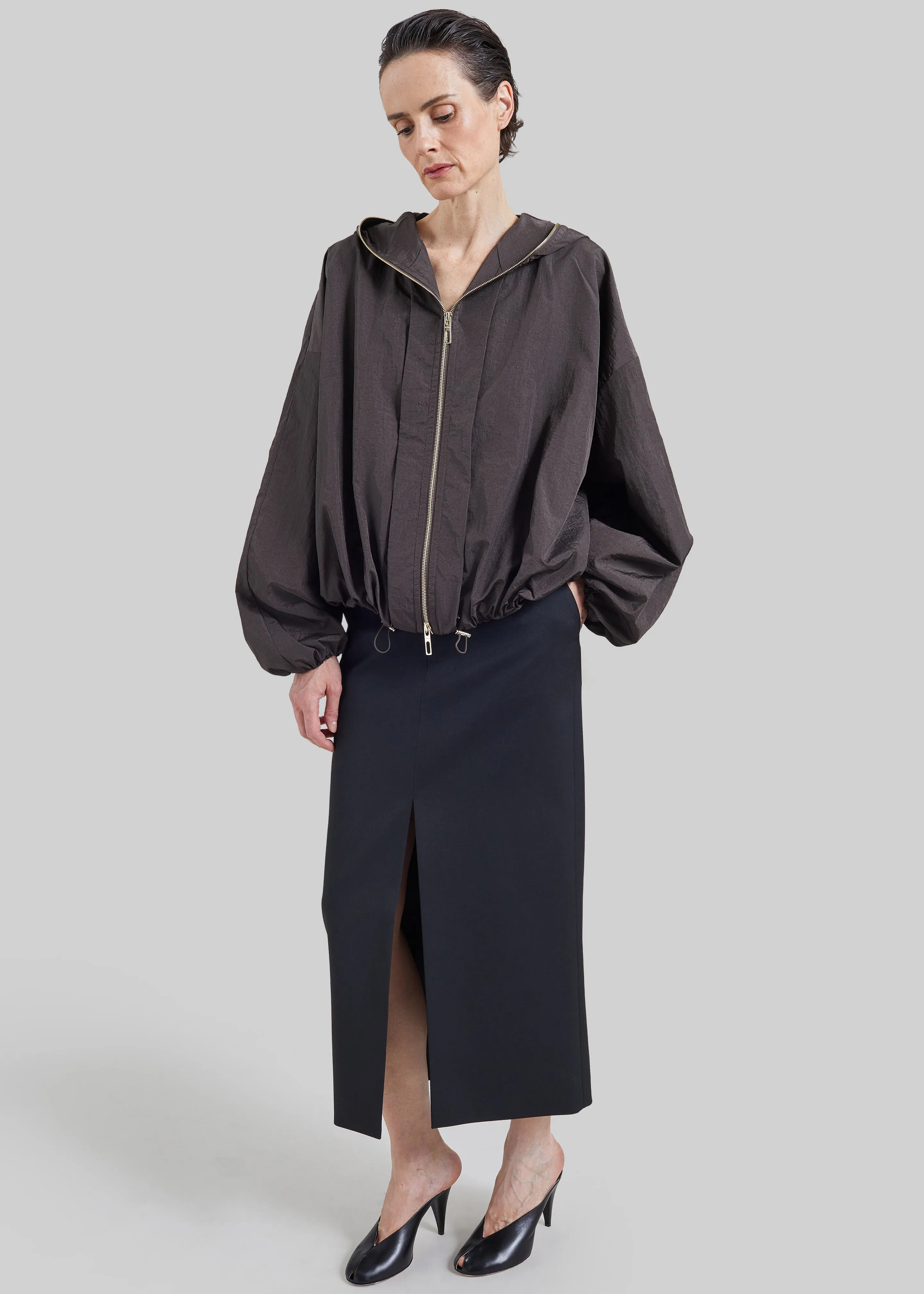 Sportmax Ronchi Short Crinkled Raincoat - Dark Brown sold by Frankie Shop