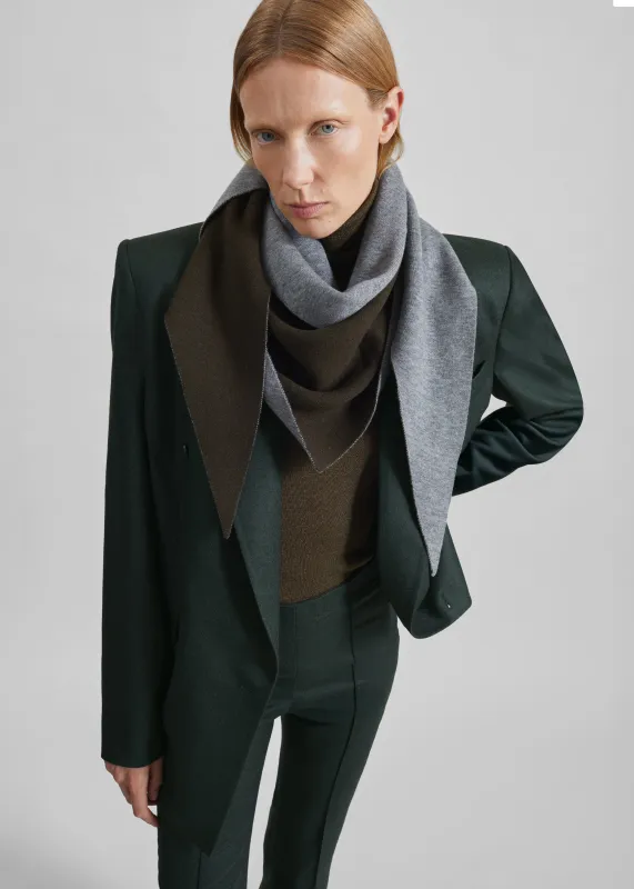 Nella Reversible Scarf - Dark Olive/Grey made by Frankie Shop