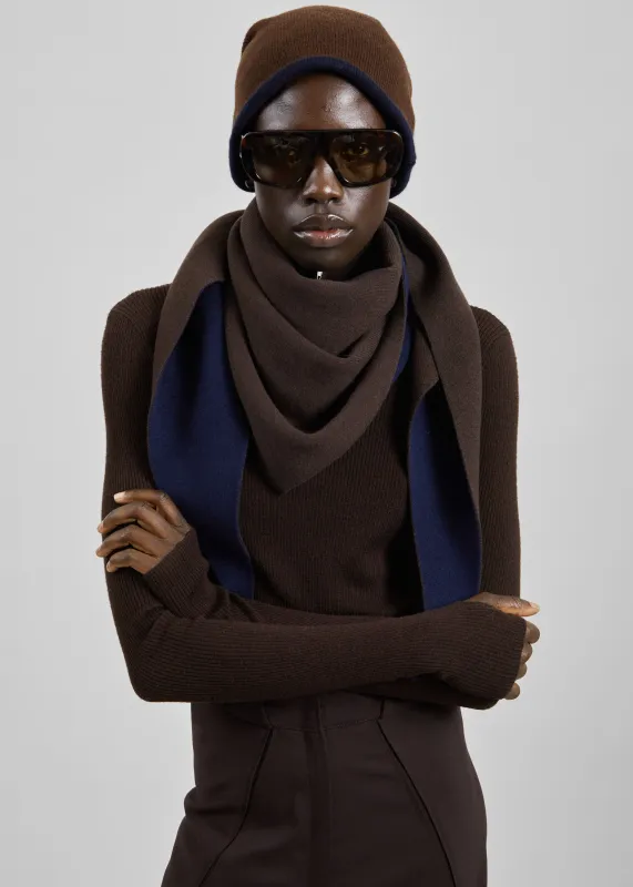 Nella Reversible Scarf - Brown/Navy made by Frankie Shop