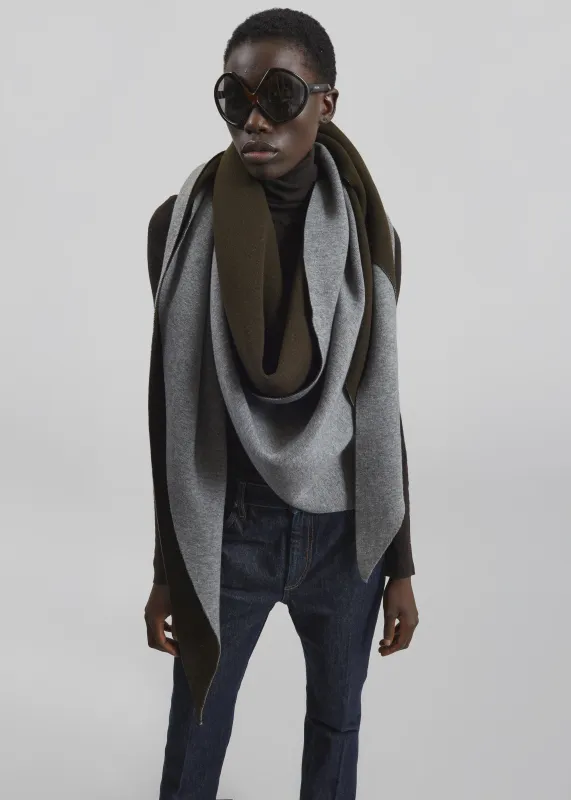 Nella Reversible Shawl - Dark Olive/Grey made by Frankie Shop
