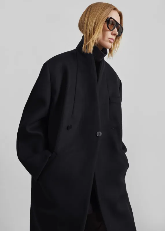 Brea Collarless Coat - Black made by Frankie Shop