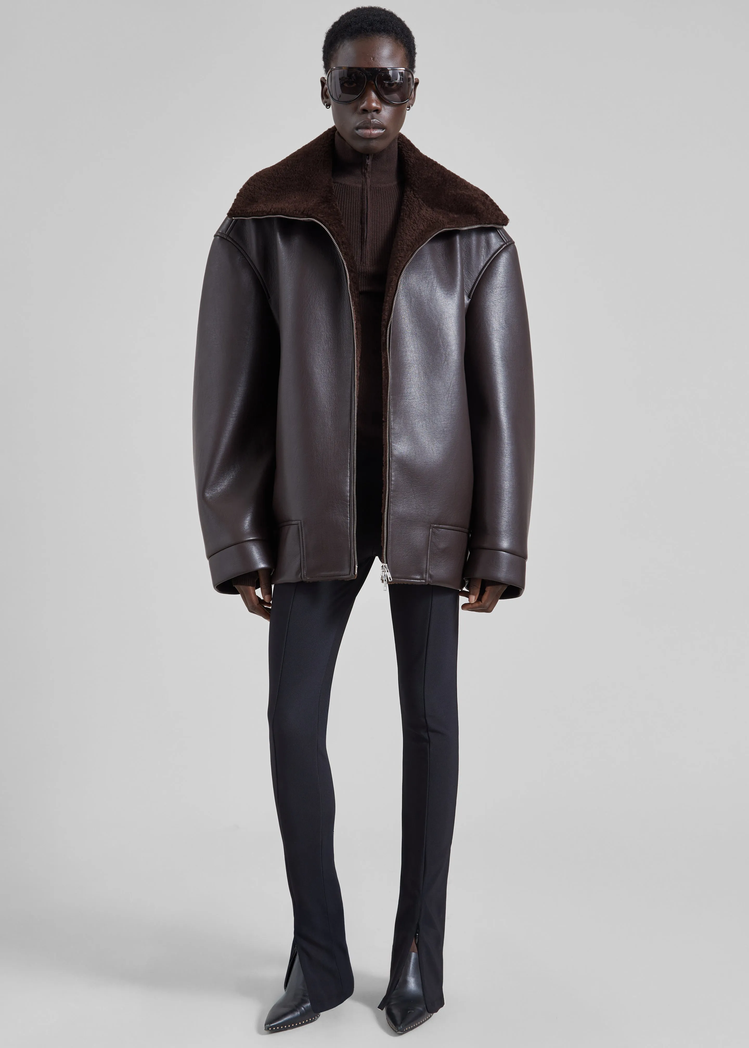 Aspen Shearling Collar Jacket - Brown sold by Frankie Shop product image thumbnail 5