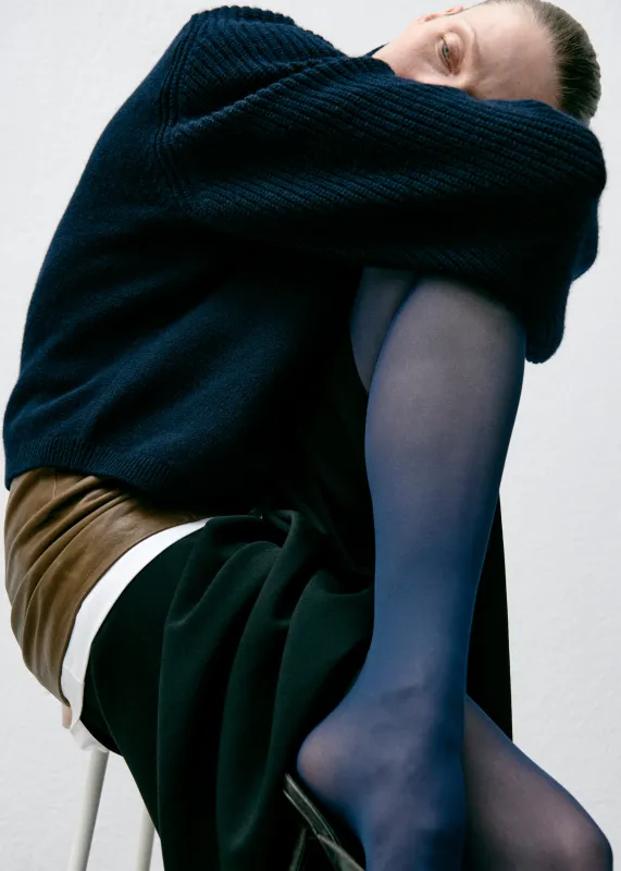 Swedish Stockings Sanna Glossy Tights - Dark Indigo made by SWEDISH STOCKINGS