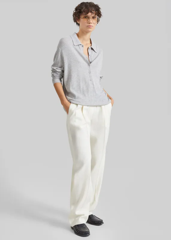 Loulou de Saison Dan Elastic Waistband Trousers - White made by Loulou De Saison