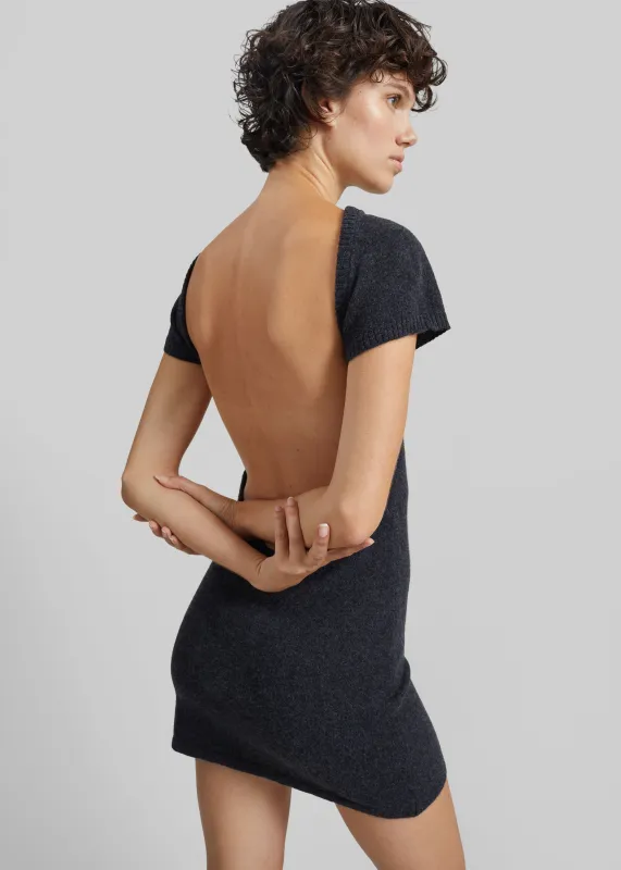 Christopher Esber Rae Cashmere Mini Dress - Charcoal made by Christopher Esber