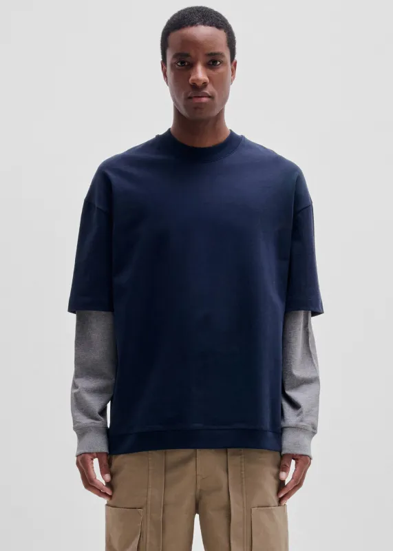 Darkpark Troy Double Colour Sleeve Tee - Dark Blue/Grey Melange made by DARKPARK