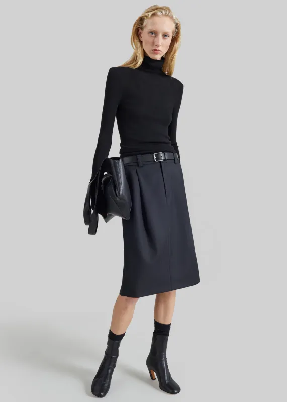 Viviana Chevron Tailored Midi Skirt - Black made by Frankie Shop