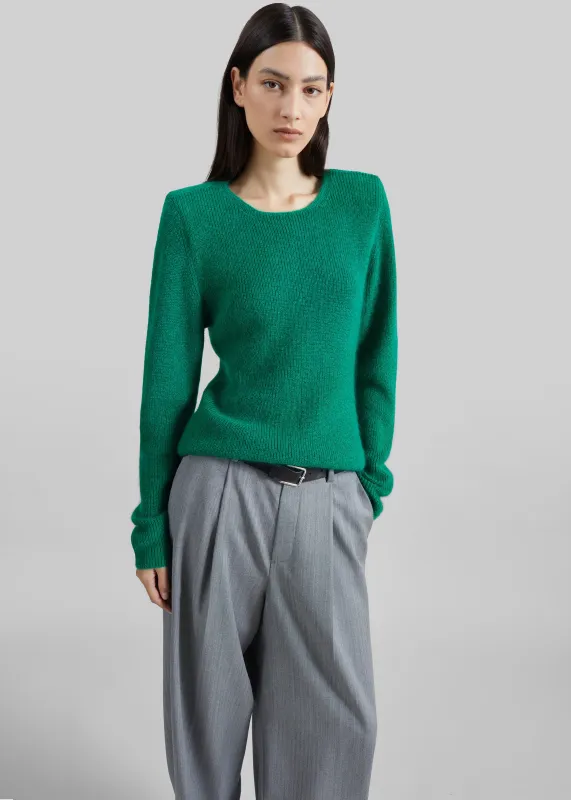 Beatrice Knit Padded Long Sleeve Top - Green made by Frankie Shop