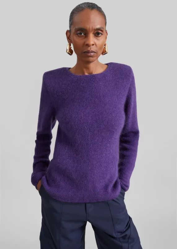 Beatrice Knit Padded Long Sleeve Top - Deep Purple made by Frankie Shop