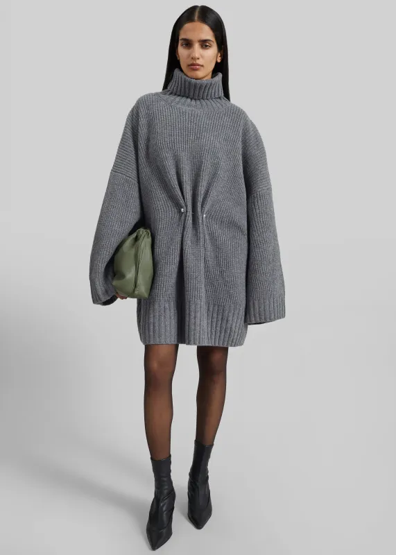 Alira Knit Brooch Dress - Grey made by Frankie Shop