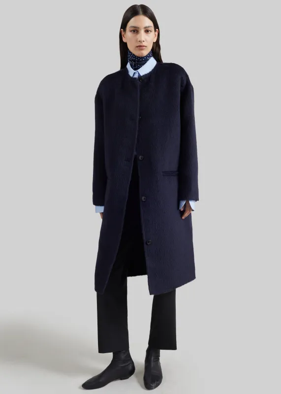 Loulou de Saison Orson Oval Shaped Coat - Navy made by Loulou De Saison