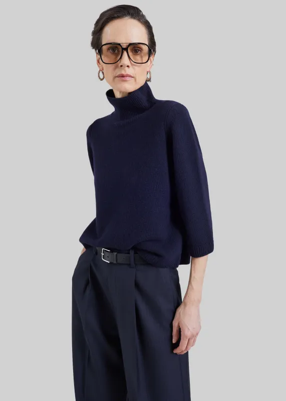 Ezy Merino Wool Mockneck Sweater - Navy made by Frankie Shop