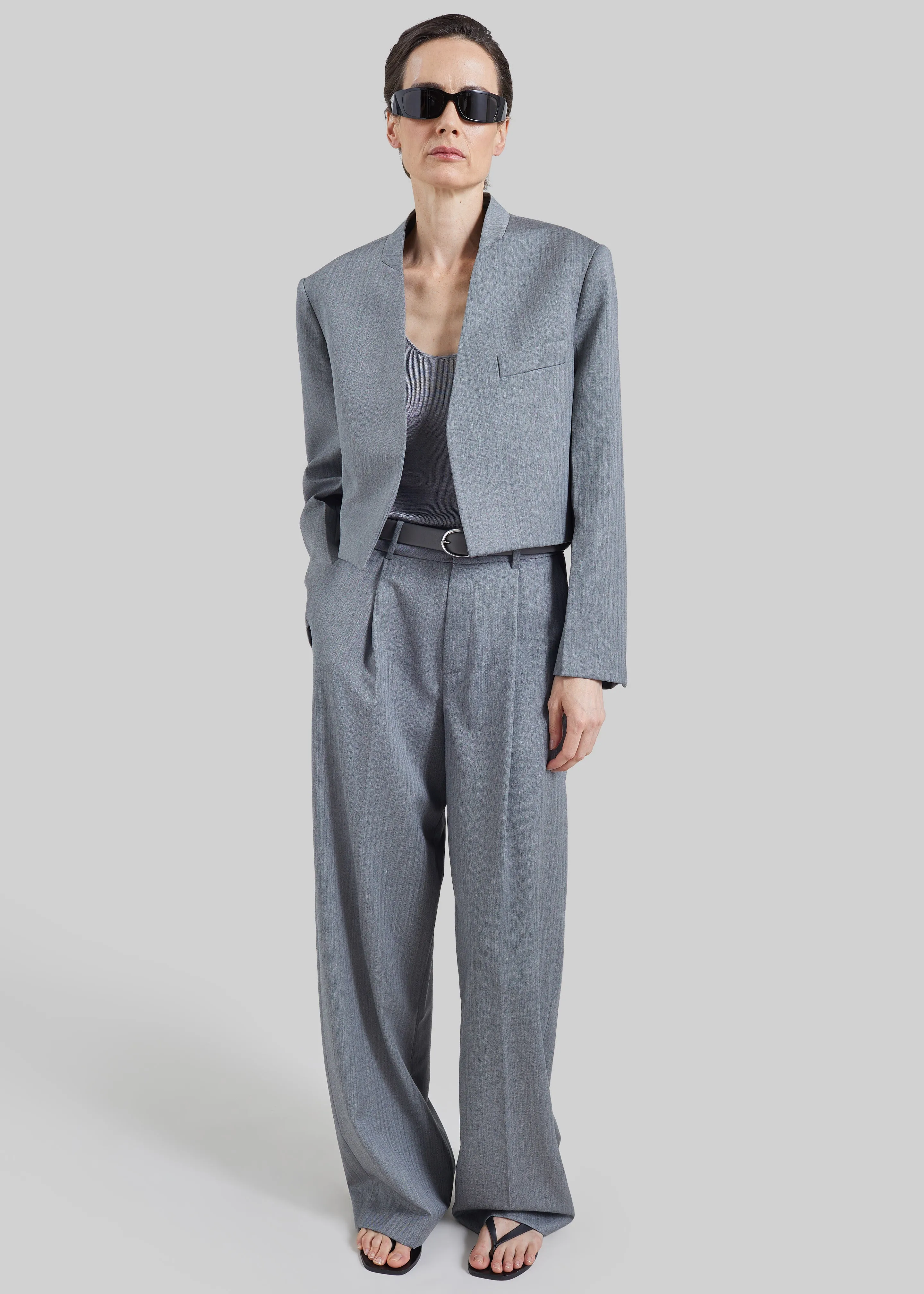 Milena Chevron Tailored Trousers - Grey sold by Frankie Shop product image thumbnail 4