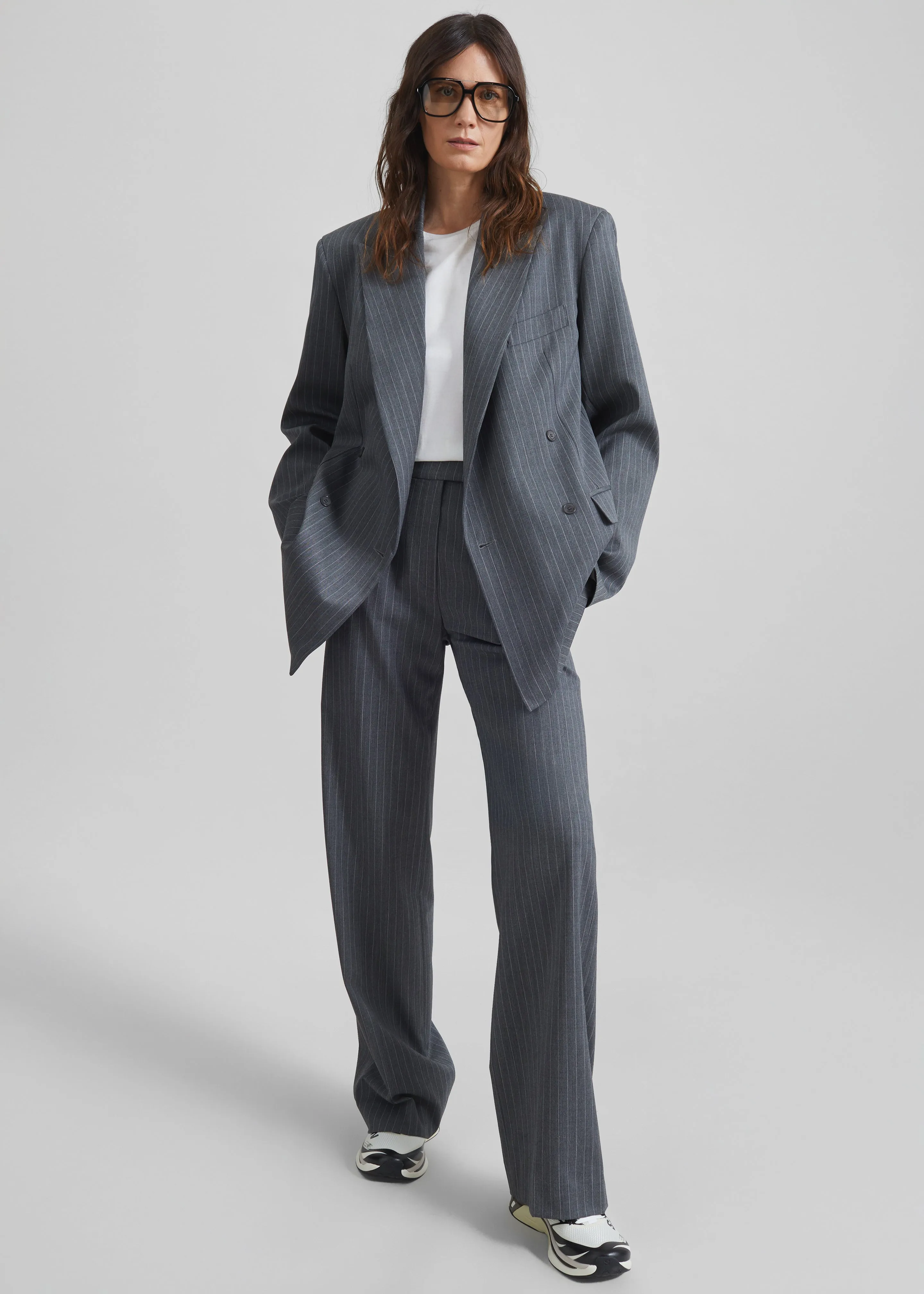 Brickell Trousers - Grey/White Pinstripe sold by Frankie Shop product image thumbnail 2