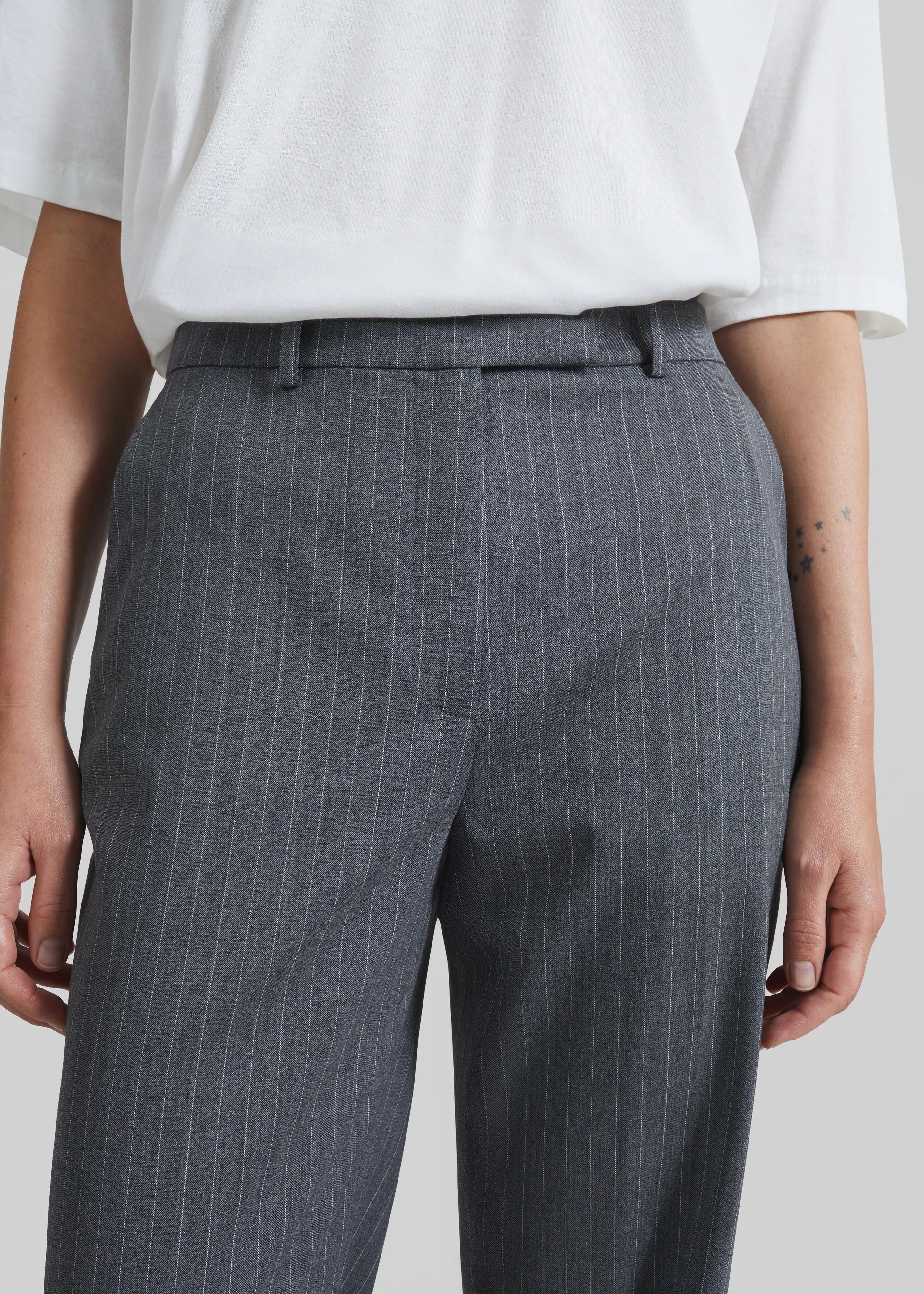 Brickell Trousers - Grey/White Pinstripe sold by Frankie Shop product image thumbnail 4