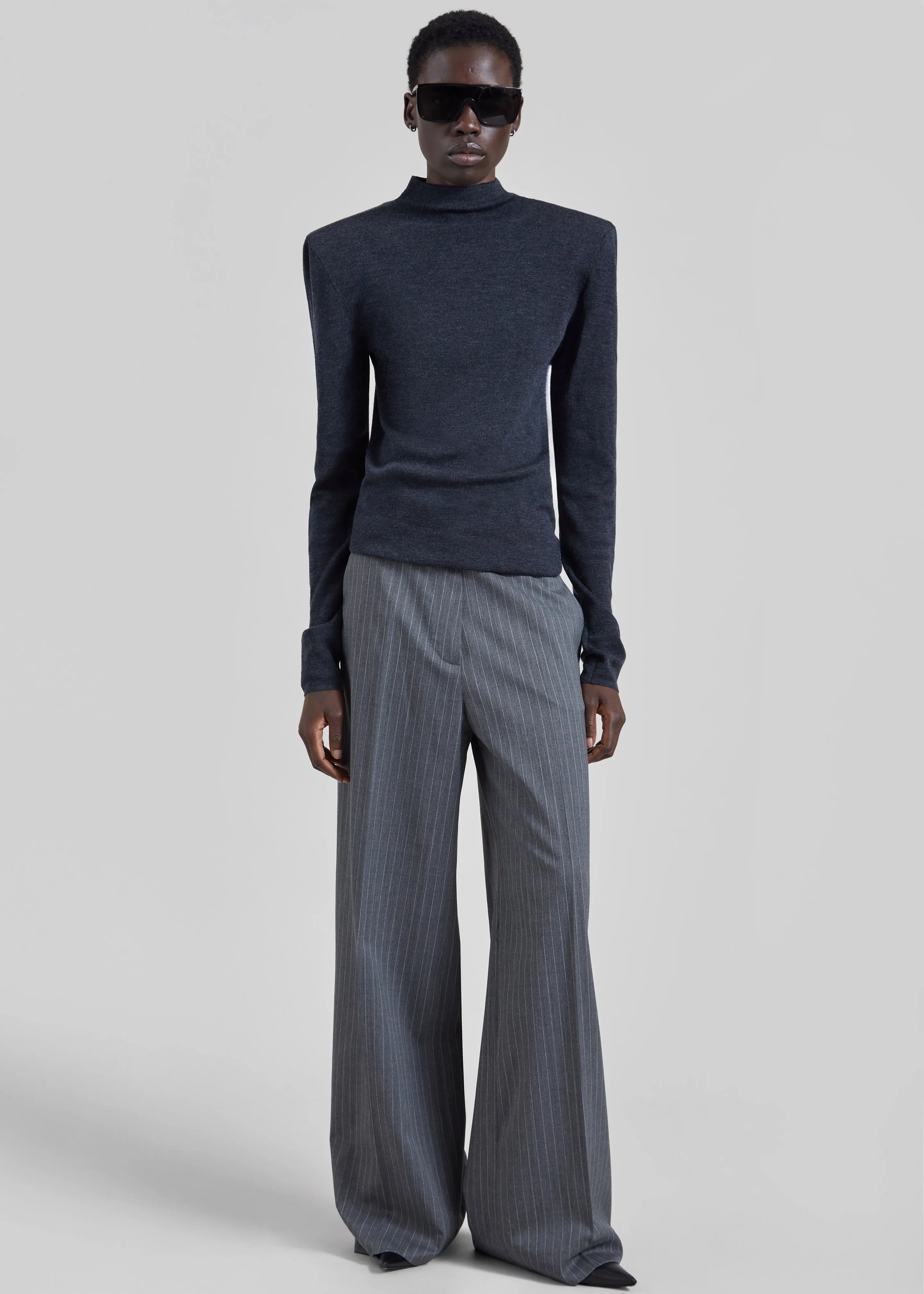 Brickell Trousers - Grey/White Pinstripe sold by Frankie Shop product image thumbnail 5