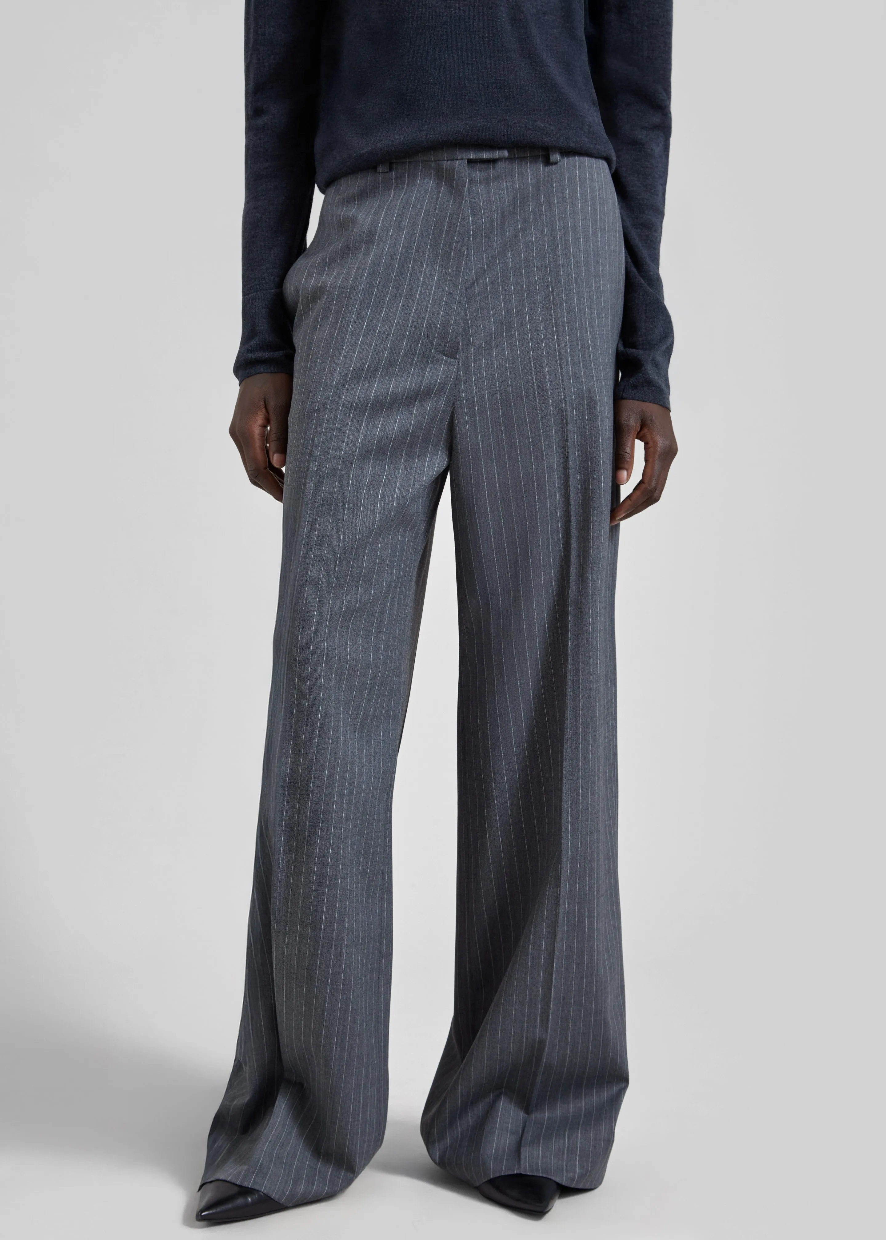 Brickell Trousers - Grey/White Pinstripe sold by Frankie Shop product image thumbnail 3