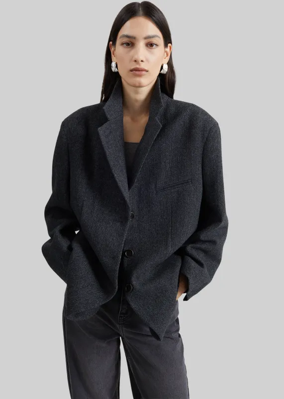 Low Classic Oversized Wool Tailored Jacket - Grey made by LOW CLASSIC
