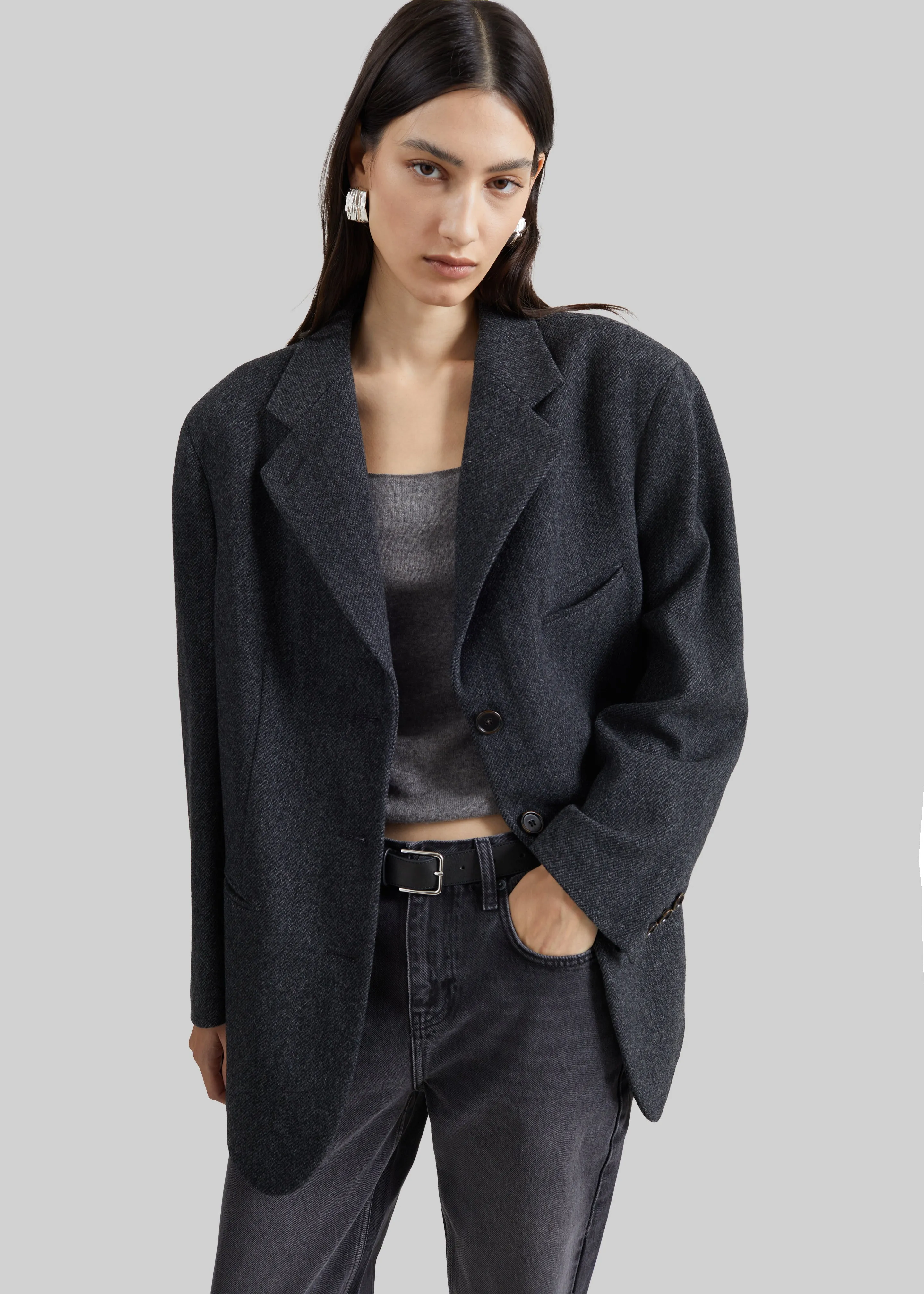 Low Classic Oversized Wool Tailored Jacket - Grey sold by Frankie Shop product image thumbnail 3
