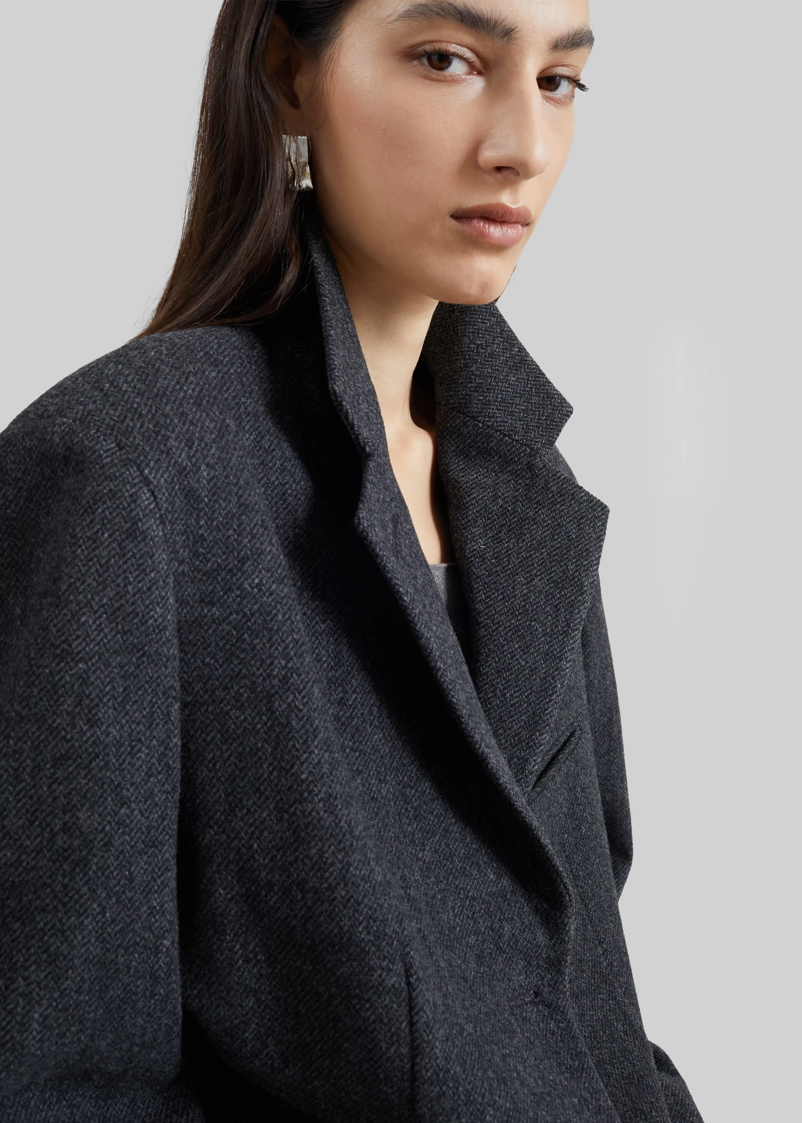 Low Classic Oversized Wool Tailored Jacket - Grey sold by Frankie Shop product image thumbnail 4