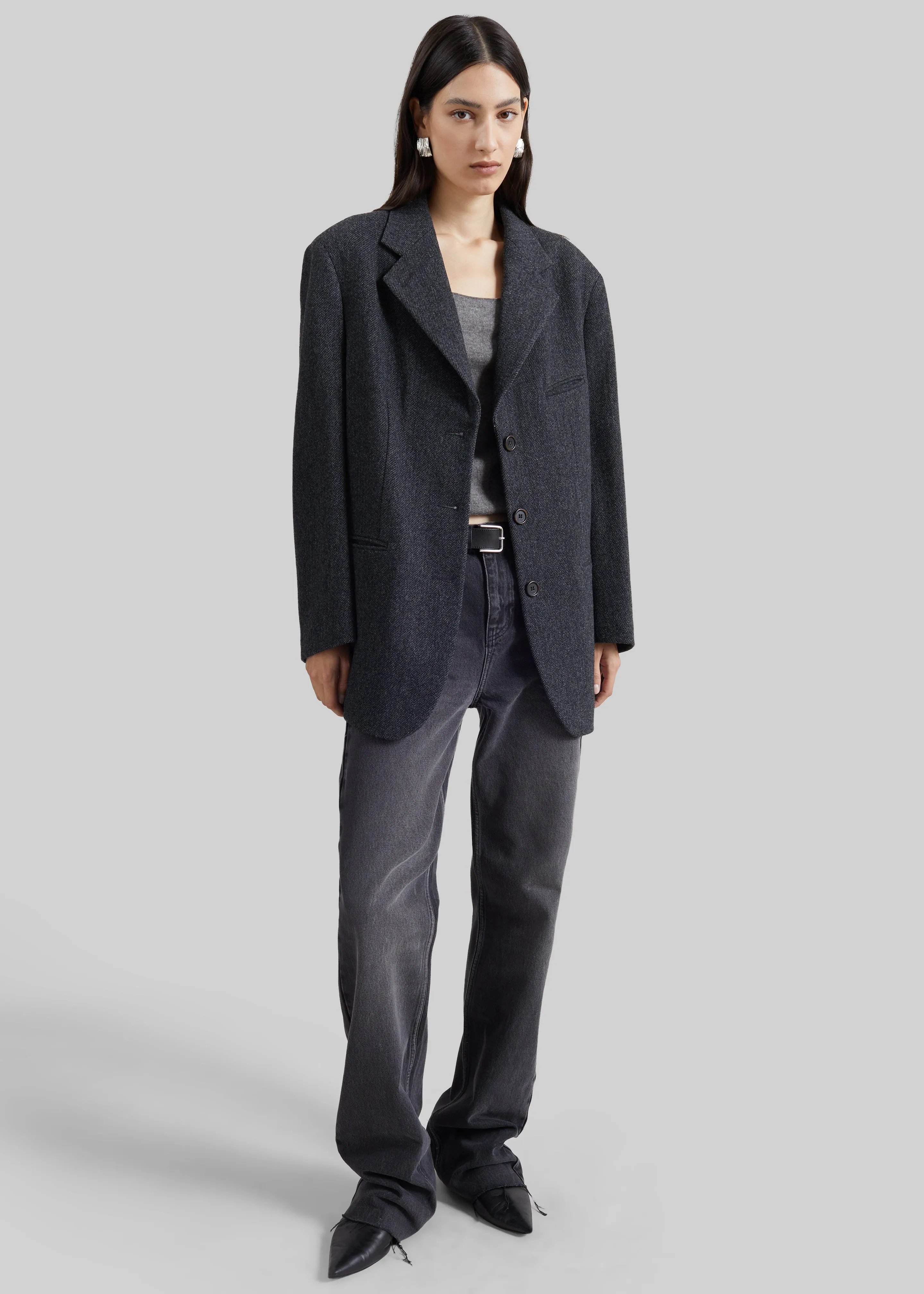 Low Classic Oversized Wool Tailored Jacket - Grey sold by Frankie Shop product image thumbnail 2