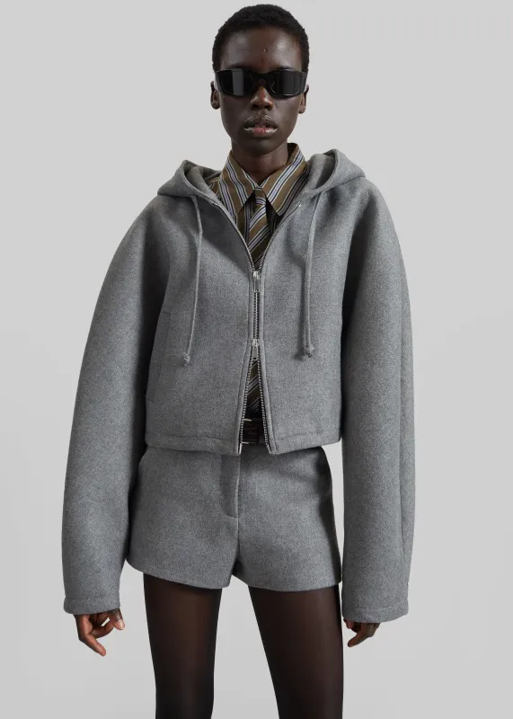 Oda Cropped Hoodie - Grey Melange made by Frankie Shop