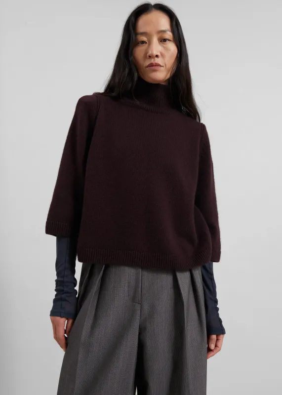 Ezy Merino Wool Mockneck Sweater - Burgundy made by Frankie Shop