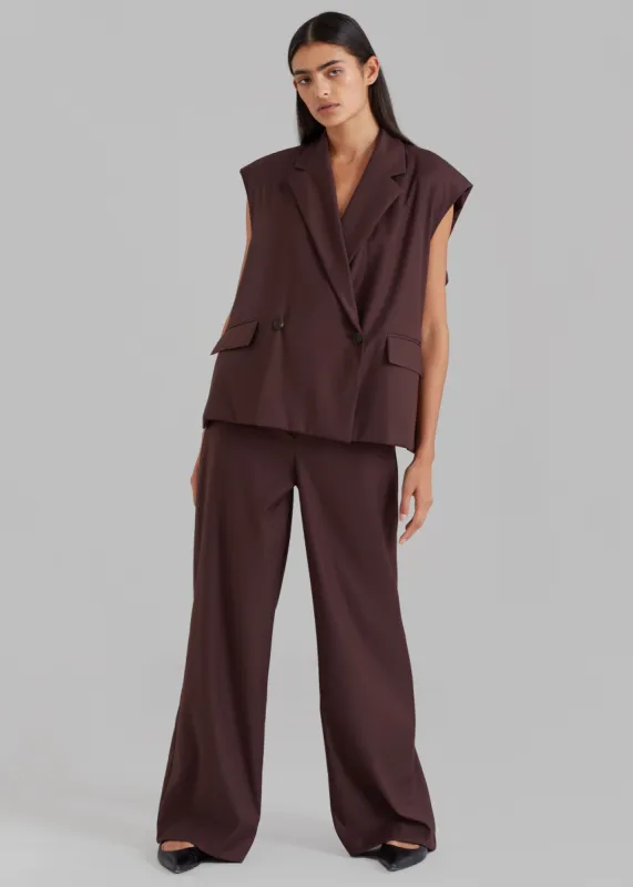 Brenna Belted Blazer Vest - Burgundy made by Frankie Shop