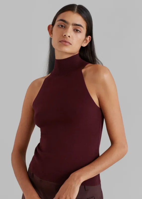 Nila Knit Halter Turtleneck - Burgundy made by Frankie Shop