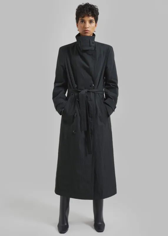 Low Classic Padded Sleek Long Coat - Charcoal sold by Frankie Shop