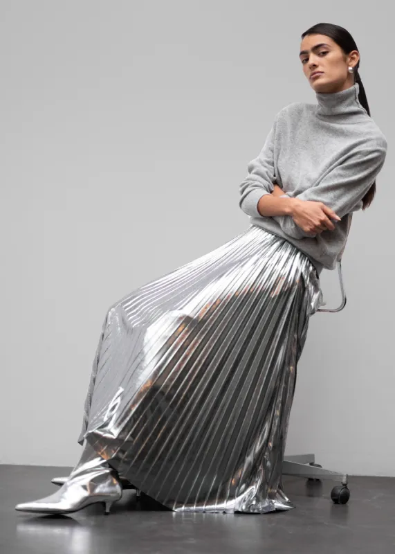 Rita Glitter Midi Skirt - Silver sold by Frankie Shop