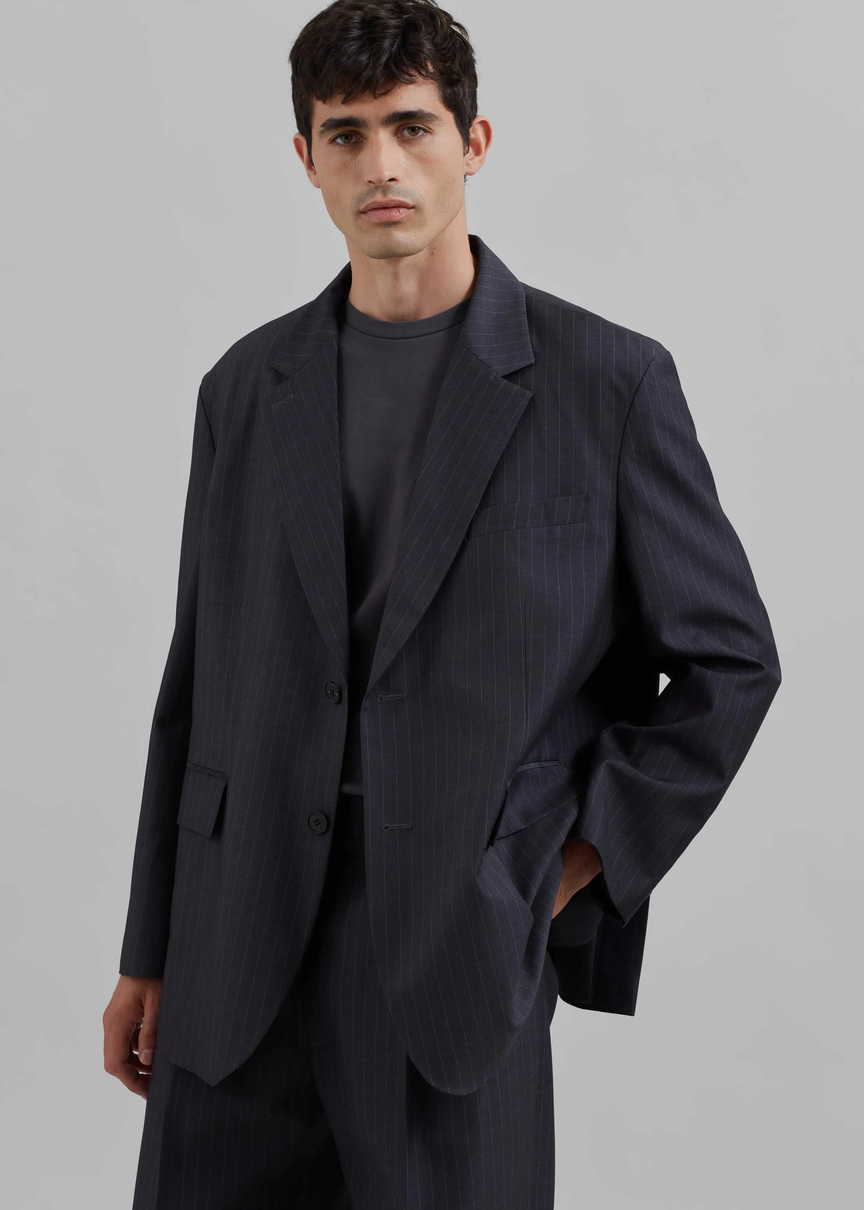 Beo Blazer - Charcoal/White Pinstripe sold by Frankie Shop