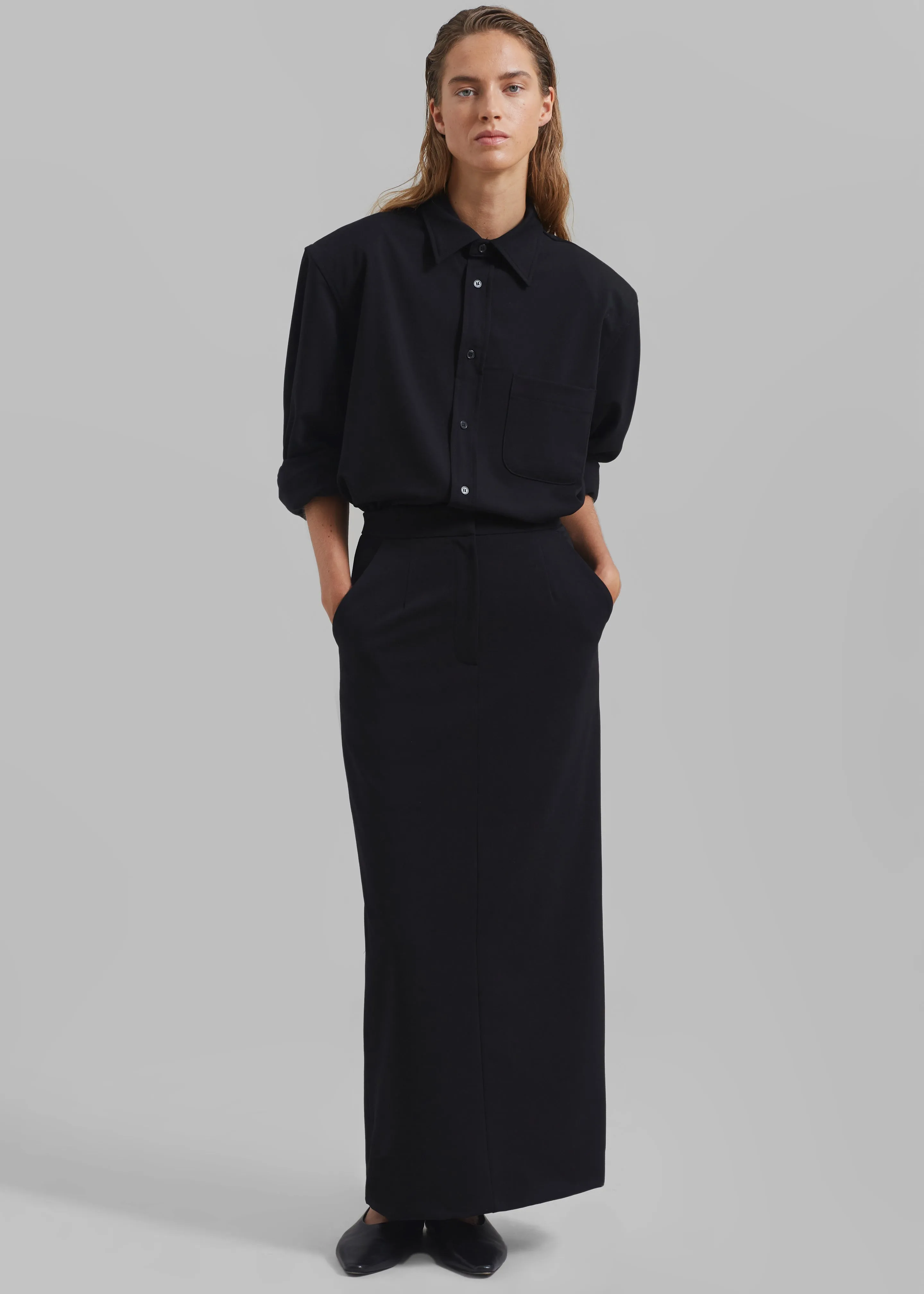 Hollis Back Slit Skirt - Black sold by Frankie Shop